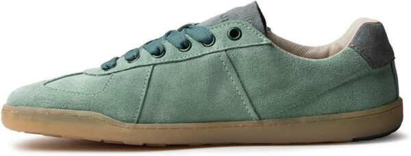 BLUSUN Schnürhalbschuhe Damen grün Velour Leder Barfuss-4