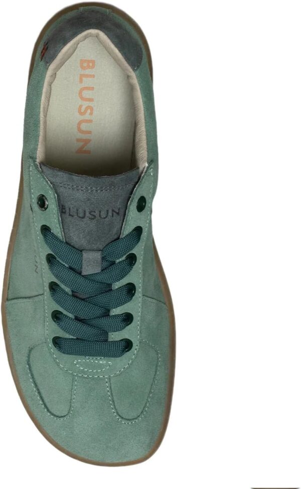 BLUSUN Schnürhalbschuhe Damen grün Velour Leder Barfuss-1