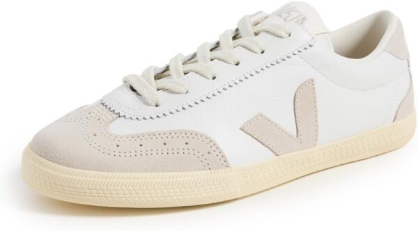 Veja Sneaker Damen Weiß Natur Leder Volley Gummisohle-0