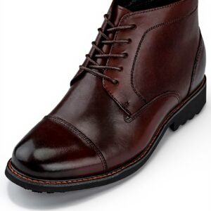 CALTO Mens Boots Genuine Leather Brogue Style Ankle High