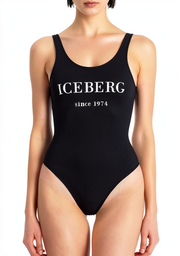 Iceberg Kostüm Body One Piece Schwarz Damen Ärmellos